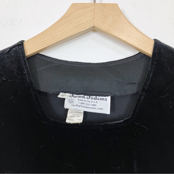 Vintage black velvet midi dress tie back square neck 90s y2k full skirt goth - Picture 4 of 9